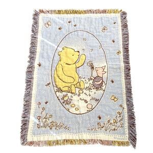 Disney Winnie the Pooh Blue and Yellow Throw Blanket
